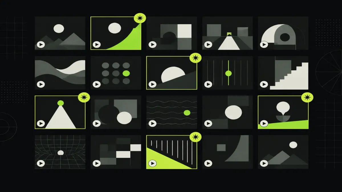 A grid of twenty numbered video thumbnails, with a few marked as the ones that found an audience.