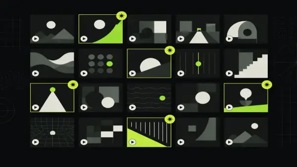 A grid of twenty numbered video thumbnails, with a few marked as the ones that found an audience.
