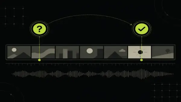 A video timeline annotated with where the question is asked and where it is answered.