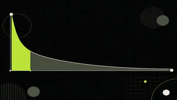 A retention curve with the steepest drop highlighted in the opening seconds.