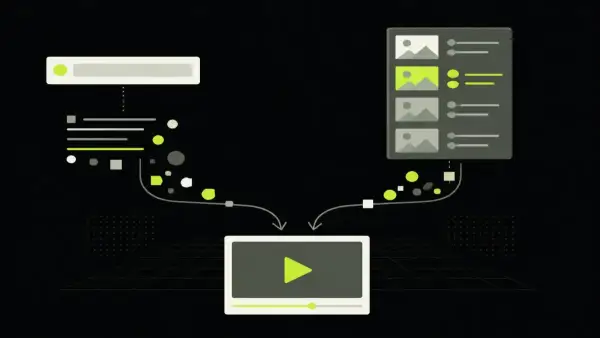 Two paths to one video: a typed query on one side, a recommendation sidebar on the other.