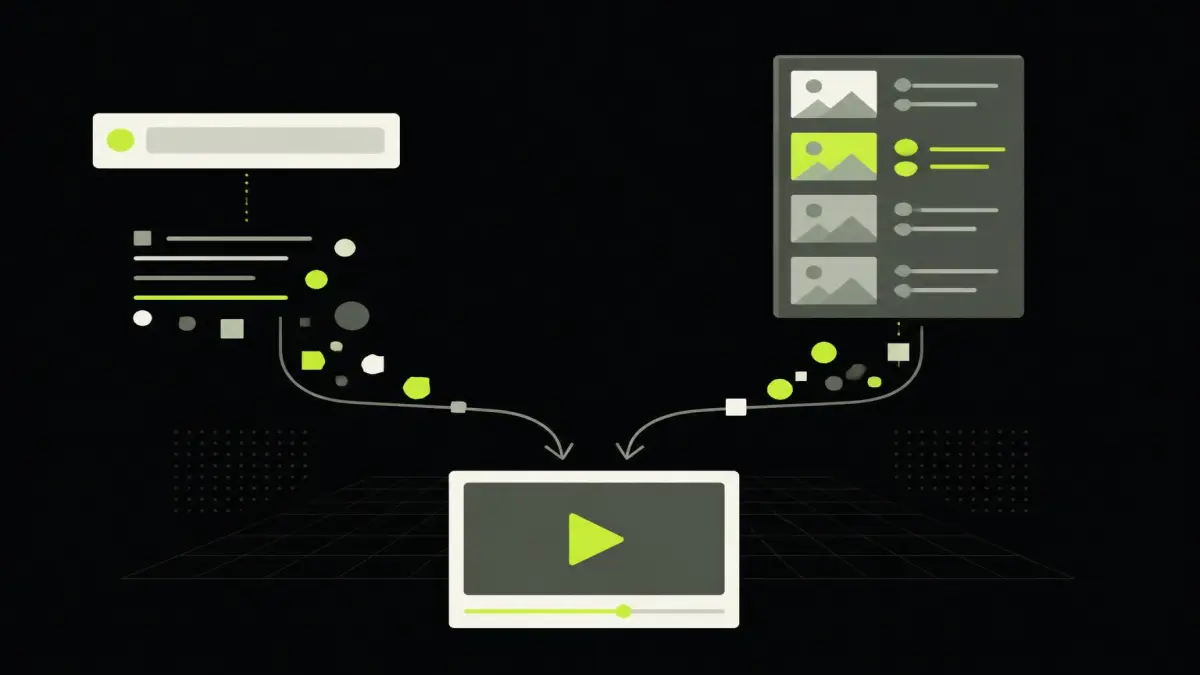 Two paths to one video: a typed query on one side, a recommendation sidebar on the other.